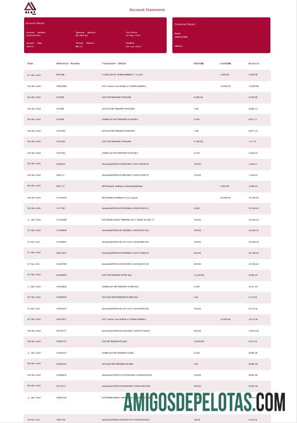 Extrato bancário ALAT da Nigéria modelo Word e PDF para download, 4 páginas